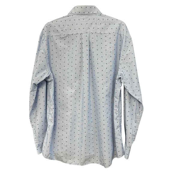 Jos. A. Bank 1905 Slim Fit Dress Shirt Blue Stripe Leaf Print Non Iron Cotton - Picture 2 of 5